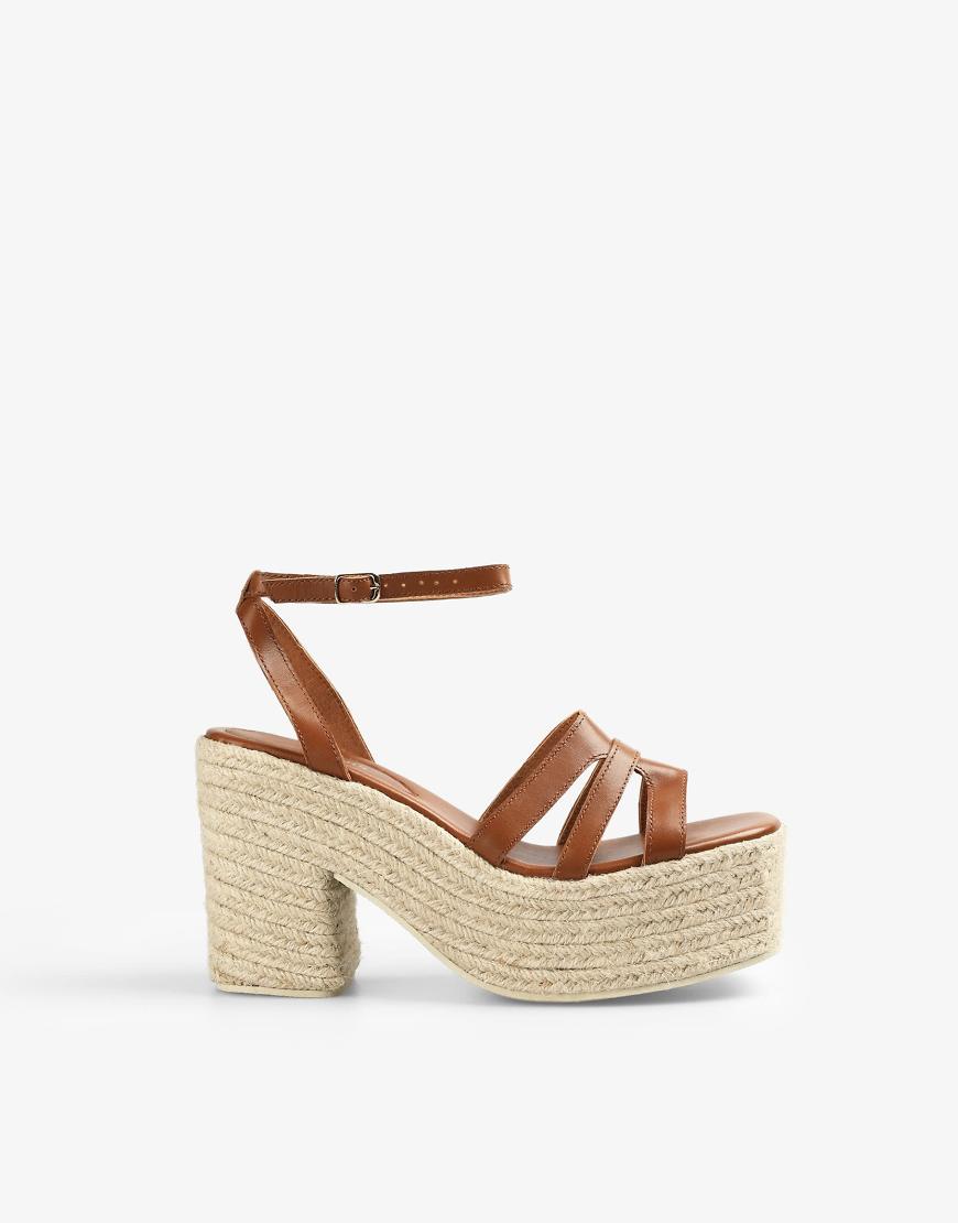 Scalpers - Yute - Sandale in Camel mit Absatz-Neutral von Scalpers
