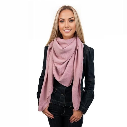 Scandi Linen Musselin Tuch Damen, Dreieckig Leicht (Einlagig), Lila - Musselintuch, Schal von Scandi Linen
