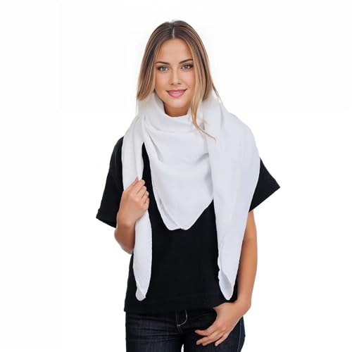 Scandi Linen Musselin Tuch Damen, Musselintuch Damen, Musselin Tuch, Dreieckig leicht (einlagig), Weiß von Scandi Linen