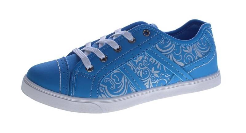 Scandi Damen Sneaker sportliche Halb Schuhe Slipper Slip-On Sneaker Blumenmuster, Frühjahr, Sommer von Scandi