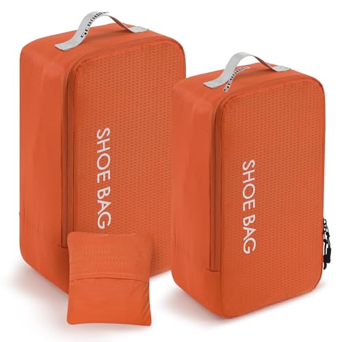 Reise-Schuhbeutel, Schuhaufbewahrung, Organizer, Schuhbeutel mit Reißverschluss, wasserabweisende Schuhtasche für Fitnessstudio, Schuhaufbewahrungstasche für Damen und Herren, Orange/Abendrot im von Scandihome