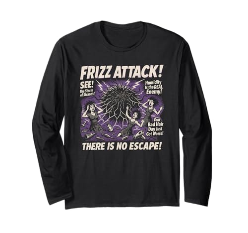 Frizzy Hair Attack Movie Poster Damen Vintage Halloween Langarmshirt von Scareathon Old Time Halloween Merch