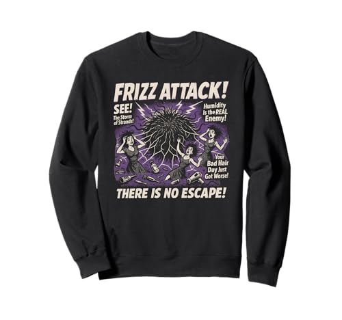 Frizzy Hair Attack Movie Poster Damen Vintage Halloween Sweatshirt von Scareathon Old Time Halloween Merch