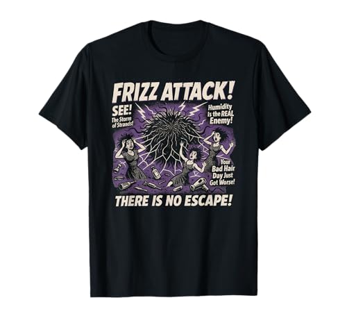 Frizzy Hair Attack Movie Poster Damen Vintage Halloween T-Shirt von Scareathon Old Time Halloween Merch
