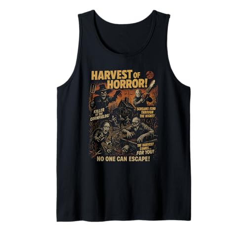 Harvest of Horror Farm Filmposter, Halloween, Vintage-Stil Tank Top von Scareathon Old Time Halloween Merch