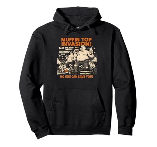 Muffin Top Invasion Movie Poster Herren Vintage Halloween Pullover Hoodie von Scareathon Old Time Halloween Merch