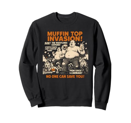 Muffin Top Invasion Movie Poster Herren Vintage Halloween Sweatshirt von Scareathon Old Time Halloween Merch