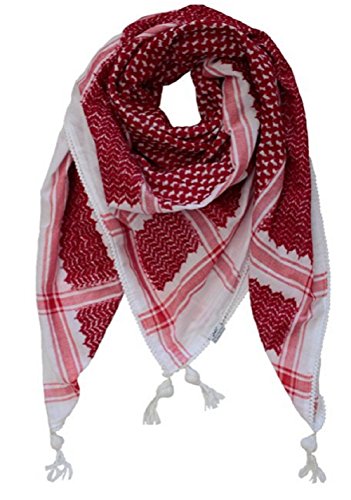 Modischer arabischer Shemagh-Keffiyeh-Schal mit Stirnband, Armee, Militär, Wüste, taktisch, Rot/Ausflug, einfarbig (Getaway Solids), 120 cm von Scarf Palestine