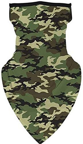 Unisex Bandana Gesichtsbedeckungsmaske Schal Gesicht Rave Sturmhaube Halsmanschette mit Ohrschlaufen, Staubtuch, waschbar, Wind Motorradabdeckung für Frauen/Männer (Armee-grüne Tarnung) von Scarf Shack