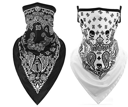 Unisex Bandana Gesichtsbedeckungsmaske Schal Gesicht Rave Sturmhaube Halsmanschette mit Ohrschlaufen, Staubtuch, waschbar, Wind Motorradabdeckung für Frauen/Männer (Packung mit 2-5) von Scarf Shack