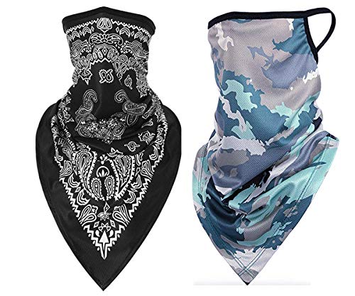 Unisex Bandana Gesichtsbedeckungsmaske Schal Gesicht Rave Sturmhaube Halsmanschette mit Ohrschlaufen, Staubtuch, waschbar, Wind Motorradabdeckung für Frauen/Männer (Packung mit 2-7) von Scarf Shack