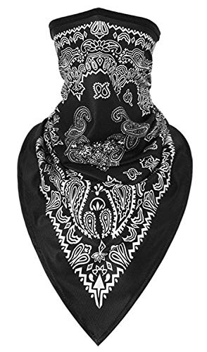 Unisex Bandana Gesichtsbedeckungsmaske Schal Gesicht Rave Sturmhaube Halsmanschette mit Ohrschlaufen, Staubtuch, waschbar, Wind Motorradabdeckung für Frauen/Männer (Schwarz-Weiß-Paisley-Stil 2) von Scarf Shack