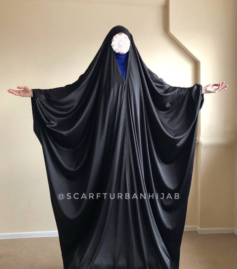 Langer Seiden Jilbab, Loser Khimar, Burka, Schwarzer Chadar von ScarfTurbanHijab
