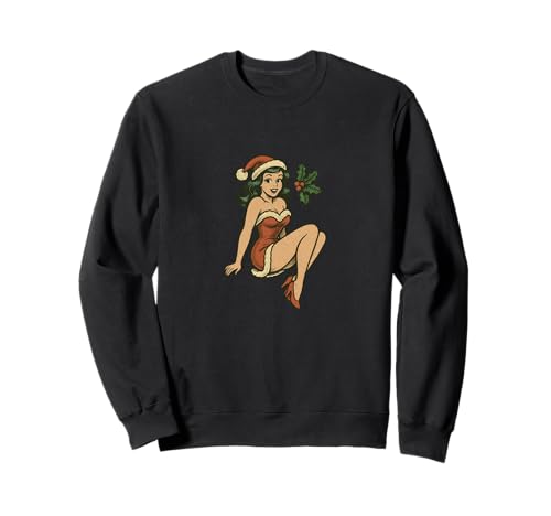 Pinup Girl Retro-Kunst im Vintage-Look „Frohe Weihnachten“ Sweatshirt Pinup Girl Retro-Kunst im Vintage-Look „Frohe Weihnachten“ Sweatshirt von Scarlet Sleigh Studio Illustration