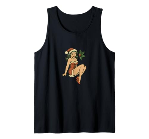 Pinup Girl Retro-Kunst im Vintage-Look „Frohe Weihnachten“ Tank Top Pinup Girl Retro-Kunst im Vintage-Look „Frohe Weihnachten“ Tank Top von Scarlet Sleigh Studio Illustration