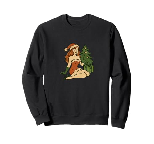 Pinup Girl Retro-Kunst im Vintage-Look „Frohe Weihnachten“ Sweatshirt von Scarlet Sleigh Studios XXXmas