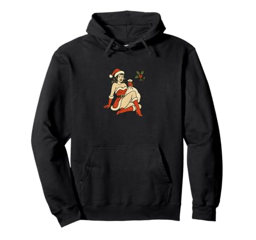 Pinup Girl Retro-Kunst im Vintage-Look „Frohe Weihnachten“ Pullover Hoodie von Scarlet Sleigh Studios Xmas