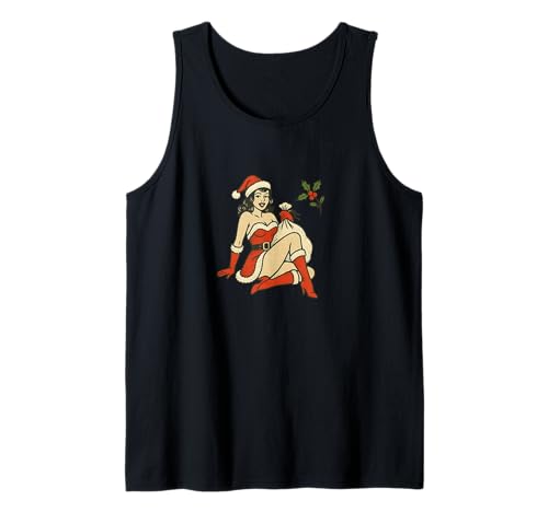 Pinup Girl Retro-Kunst im Vintage-Look „Frohe Weihnachten“ Tank Top von Scarlet Sleigh Studios Xmas