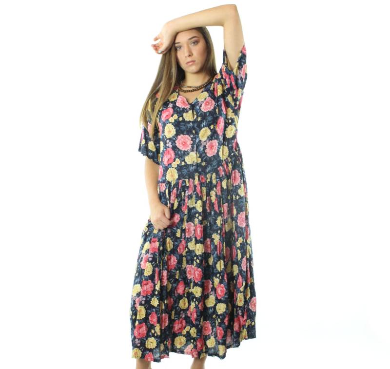 90Er Jahre Floral Sommerkleid Kleid Large L von ScarletFury