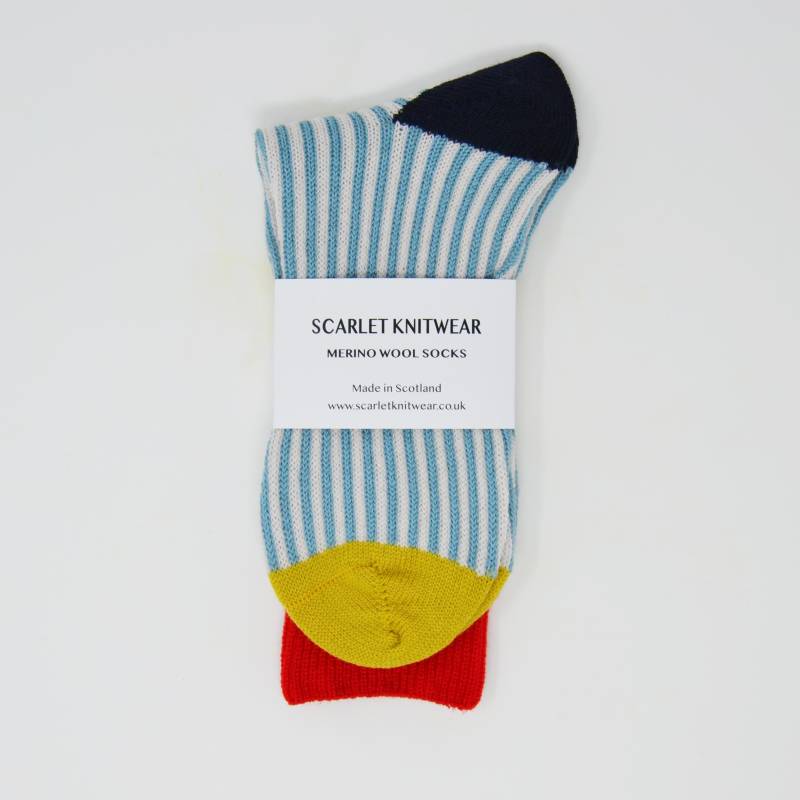 Blau/ Weiße Socken Aus Merinowolle Blau/ Weiße Socken Aus Merinowolle von ScarletKnitwear
