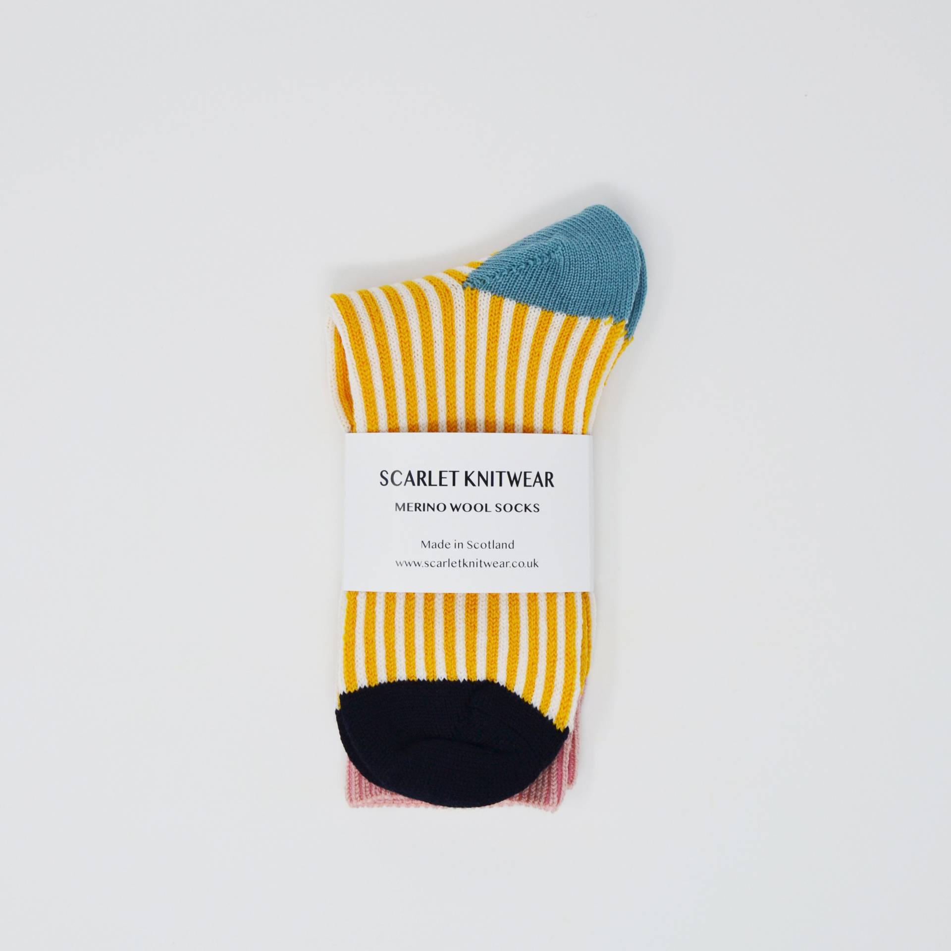 Socken Aus Merinowolle, Gelb/Weiß Gestreifte Socken, Bunte Wollsocken von ScarletKnitwear