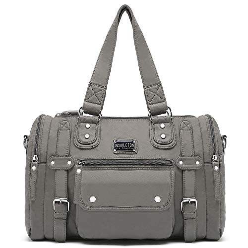 Scarleton Satchel Handtasche für Damen, ultraweich gewaschen vegan Leder Crossbody Beutel, Schulter-Beutel, Tote-Geldbeutel, aschen-grau, h148524 von Scarleton