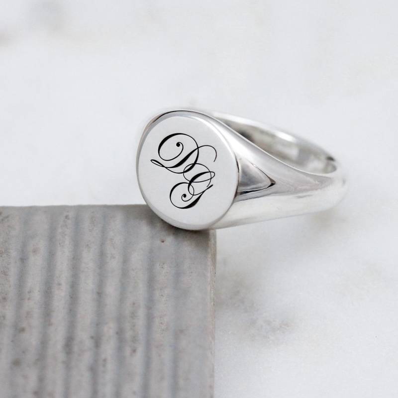 Personalisierter Sterling Silber Siegelring Gravierter Monogramm-Anfangsring von ScarlettJewellery