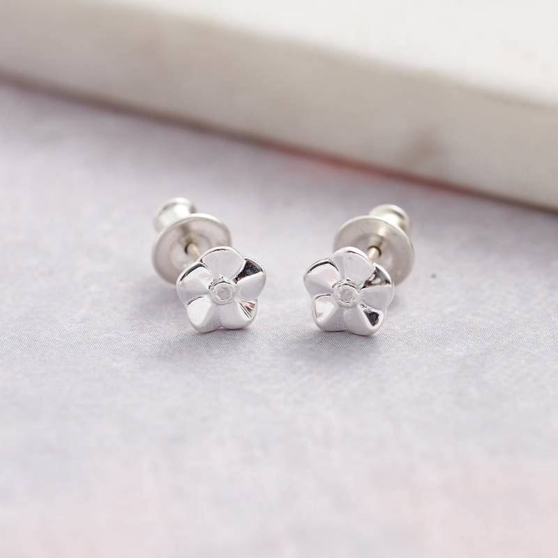 sterling Silber Vergissmeinnicht Ohrstecker Gedenkschmuck, Gedenkstätte Schmuck Blume Geschenk, Floral Ohrstecker Massiv von ScarlettJewellery