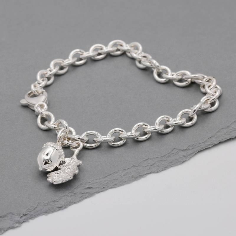 sterling Silber Eichel & Eichenblatt Charm Armband - Taufgeschenk von ScarlettJewellery