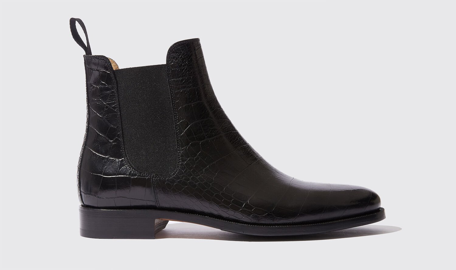 Scarosso Chelsea Boots Giancarlo Nero Cocco Kalbsleder Krokoprägung von Scarosso