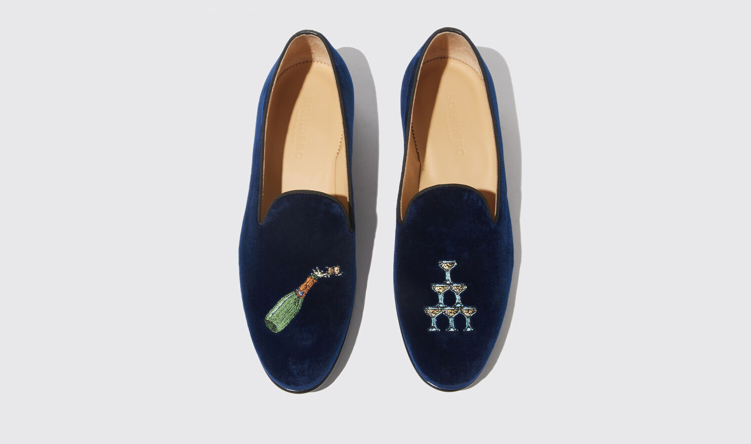 Scarosso Slippers Jay Blue Velvet Samt von Scarosso