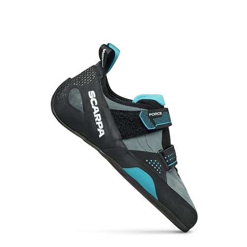 Scarpa M Force Blau-Grau - Komfortabler gepolsterter Herren Kletterschuh, Größe EU 43.5 - Farbe Conifer - Azure von Scarpa