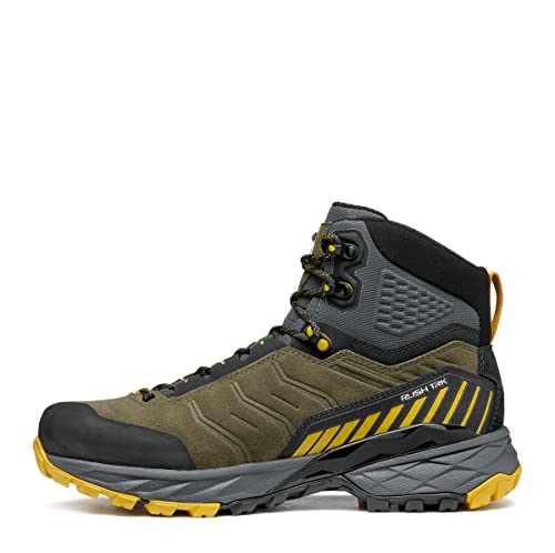 Scarpa M Rush Trek GTX Oliv - Gore-Tex Leichter wasserdichter Herren Wanderschuh, Größe EU 42 - Farbe Military - Musta von Scarpa