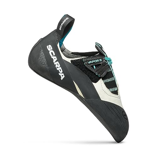 Scarpa W Vapor S Schwarz - Flexibler leistungsstarker Damen Slipper Kletterschuh, Größe EU 42 - Farbe Dust Gray - Aqua von Scarpa