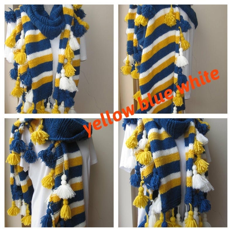 Gehen Sie Blau Michigan Wolverines Schal, Gelb Weiß Männer Frauen Decke Schal Stricken Mikrowellen Winter Liebhaber von Scarves2012