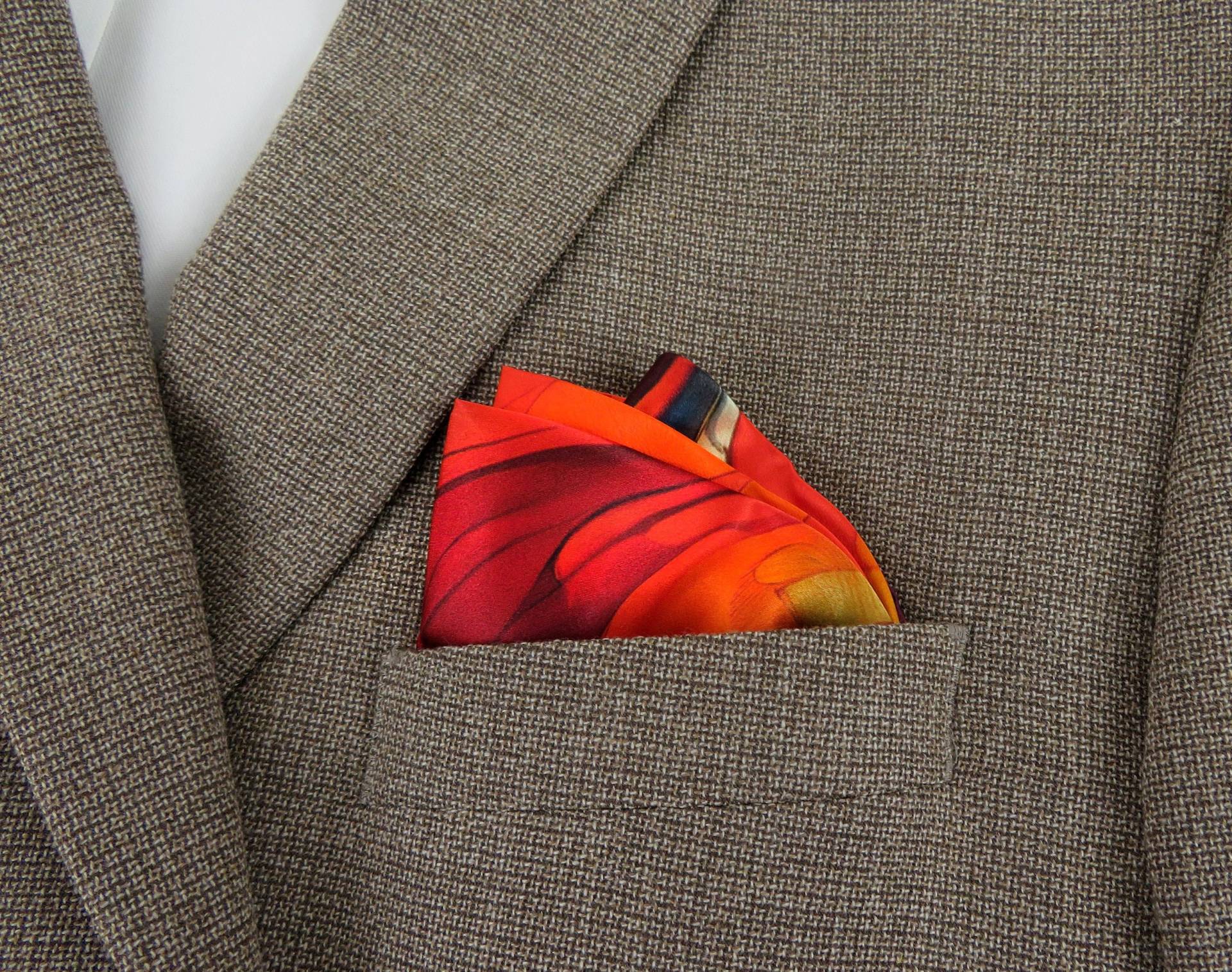 "Rot Und Gelb Reines Seide Einstecktuch "Calypso", Geschenk Für Mann Oder Frau." von ScarvesByEllen