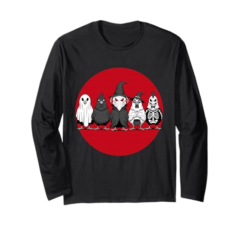 Gruselig Lustiges Halloween Huhn Kostüm Männer Frauen Langarmshirt von Scary Chicken