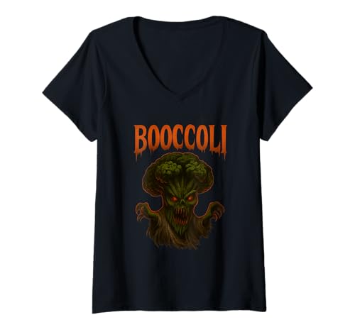 Damen Booccoli Lustige Halloween Brokkoli Geist T-Shirt Geschenk T-Shirt mit V-Ausschnitt Damen Booccoli Lustige Halloween Brokkoli Geist T-Shirt Geschenk T-Shirt mit V-Ausschnitt von Scary Halloween Booccoli Ghost Funny Broccoli