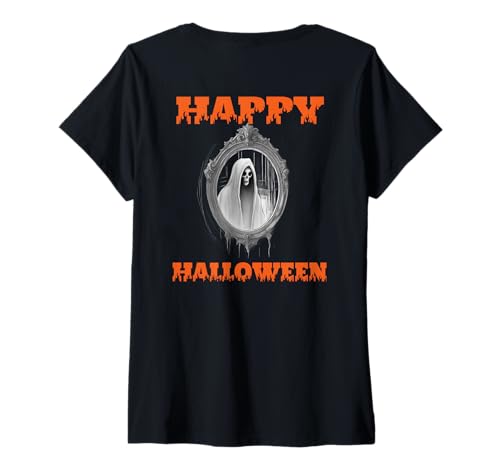 Damen Fröhliches Halloween-Kostüm „Gespenst, Geist oder Ghul im Spiegel“ T-Shirt mit V-Ausschnitt Damen Fröhliches Halloween-Kostüm „Gespenst, Geist oder Ghul im Spiegel“ T-Shirt mit V-Ausschnitt von Scary Halloween Gear