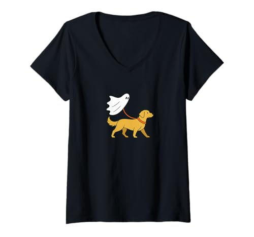 Damen Flying Ghost Walking Labrador Lab – Hund Mama Papa Haustier T-Shirt mit V-Ausschnitt Damen Flying Ghost Walking Labrador Lab – Hund Mama Papa Haustier T-Shirt mit V-Ausschnitt von Scary Halloween Spooky Apparel for Men Women by RJ