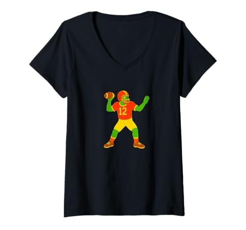 Damen Quarterback von Zombie-Football-Spielern — Undead Scare Boo Spook T-Shirt mit V-Ausschnitt von Scary Halloween Spooky Apparel for Men Women by RJ