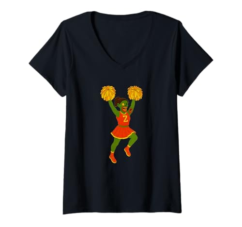 Damen Zombie-Cheerleader-Cheerleading — Undead Scare Boo Spook T-Shirt mit V-Ausschnitt Damen Zombie-Cheerleader-Cheerleading — Undead Scare Boo Spook T-Shirt mit V-Ausschnitt von Scary Halloween Spooky Apparel for Men Women by RJ
