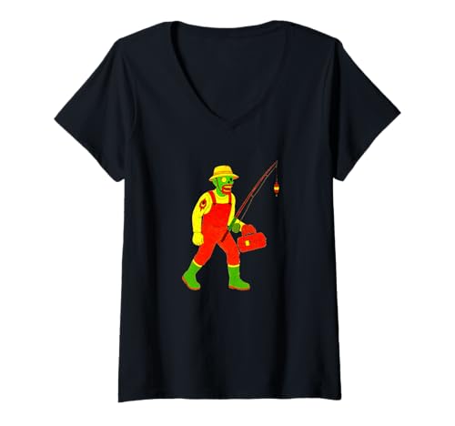 Damen Zombie Fisherman Fishing Fish - Undead Scare Boo Spook T-Shirt mit V-Ausschnitt Damen Zombie Fisherman Fishing Fish - Undead Scare Boo Spook T-Shirt mit V-Ausschnitt von Scary Halloween Spooky Apparel for Men Women by RJ