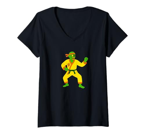 Damen Zombie-Karate-Kampfsportkämpfer - Undead Scare Boo Spook T-Shirt mit V-Ausschnitt Damen Zombie-Karate-Kampfsportkämpfer - Undead Scare Boo Spook T-Shirt mit V-Ausschnitt von Scary Halloween Spooky Apparel for Men Women by RJ