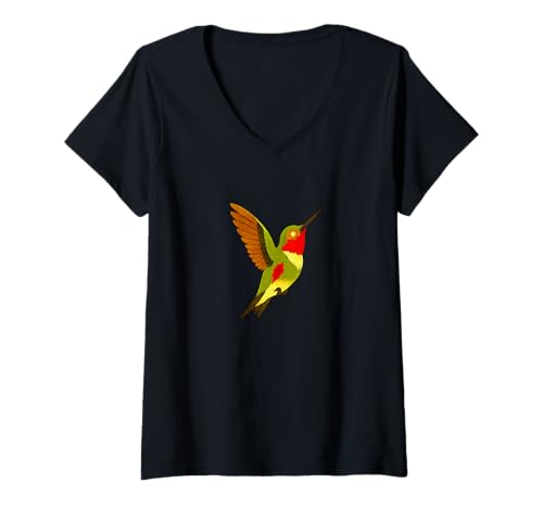 Damen Zombie Kolibri Tier Vogel - Untote Angst Boo Spook T-Shirt mit V-Ausschnitt von Scary Halloween Spooky Apparel for Men Women by RJ