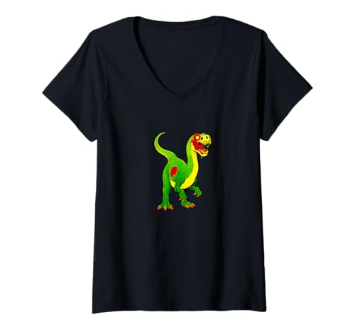 Damen Zombie Raptor Velociraptor Dinosaurier - Undead Scare Boo Spook T-Shirt mit V-Ausschnitt von Scary Halloween Spooky Apparel for Men Women by RJ