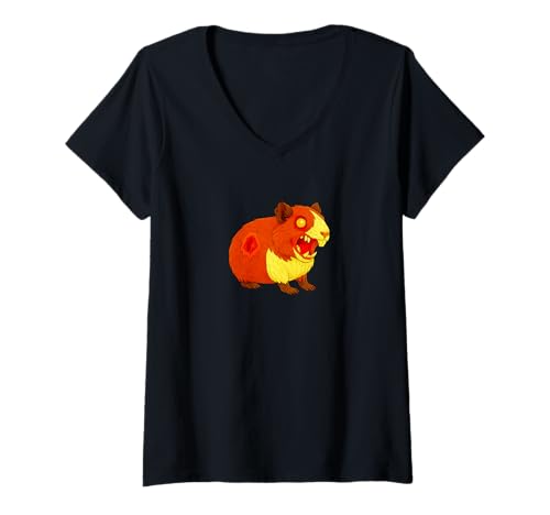 Damen Zombie Rennmaus Hamster Haustier Tier - Untote Angst Boo Spook T-Shirt mit V-Ausschnitt von Scary Halloween Spooky Apparel for Men Women by RJ