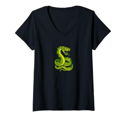 Damen Zombie Snake Reptil Anaconda Boa — Undead Scare Boo Spook T-Shirt mit V-Ausschnitt von Scary Halloween Spooky Apparel for Men Women by RJ