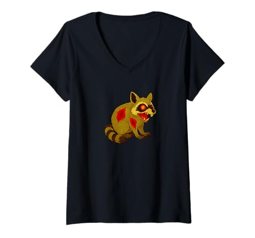 Damen Zombie Waschbär Tier - Untote Angst Boo Spook T-Shirt mit V-Ausschnitt Damen Zombie Waschbär Tier - Untote Angst Boo Spook T-Shirt mit V-Ausschnitt von Scary Halloween Spooky Apparel for Men Women by RJ