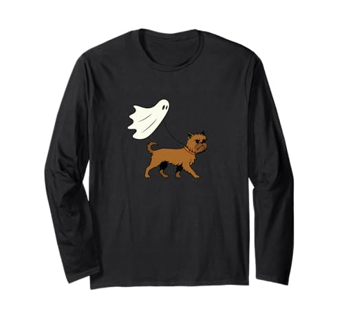 Flying Ghost Walking Brussels Griffon – Hund Mama Papa Haustier Langarmshirt von Scary Halloween Spooky Apparel for Men Women by RJ